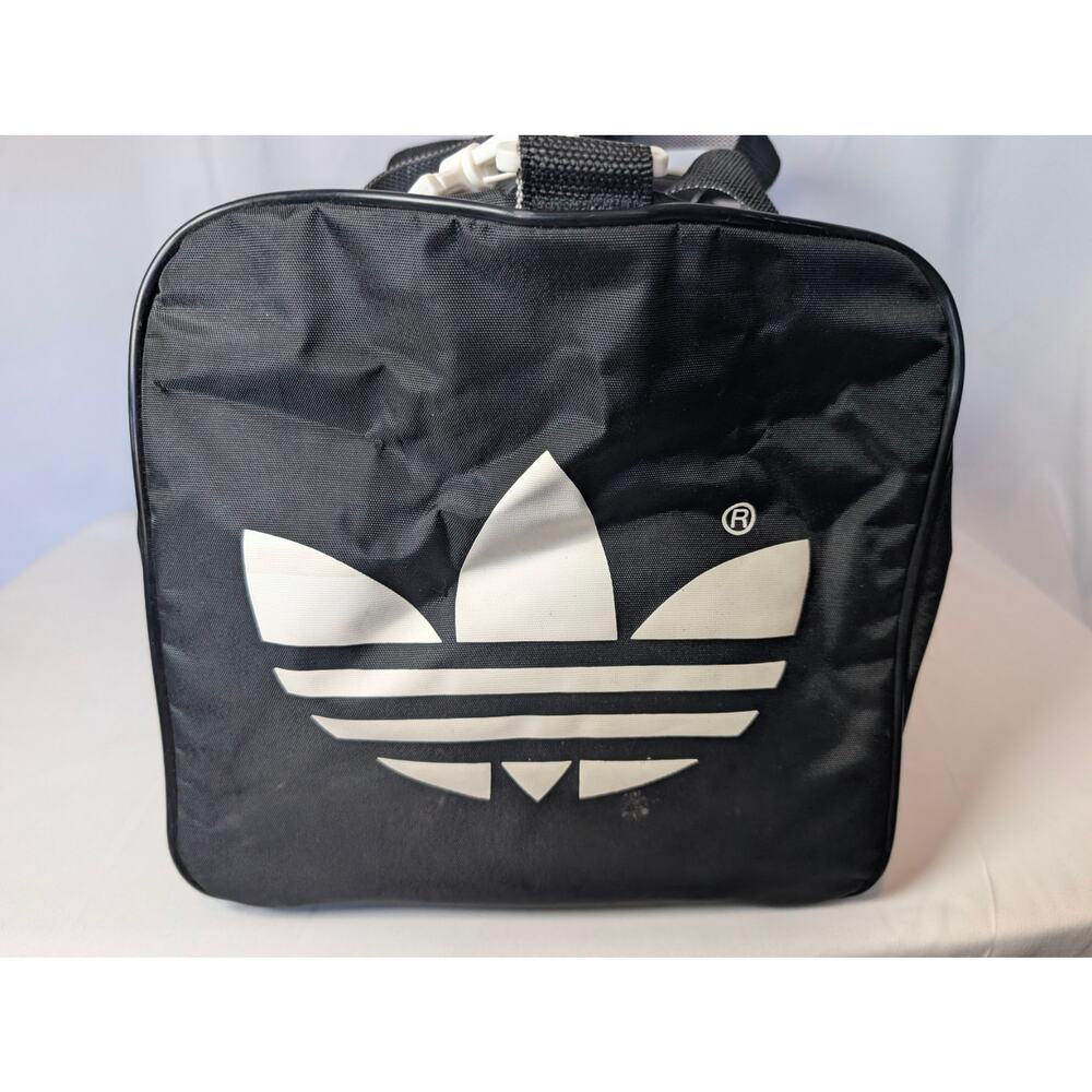 Adidas Duffle Bag Medium Black White Classic Trefoil Gym Workout Sports Strap - Picture 3 of 9